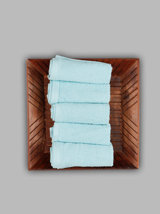Premium Soft & Absorbent Light Blue Terry Face Towel FC9 ( Pack of 5 )