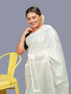 Womens Kerala Tissue Printed Silver Jari Border Saree OKS28 Onam Collection