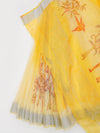 Bhagalpuri Jute Flower Design Printed Yellow Saree BJS42