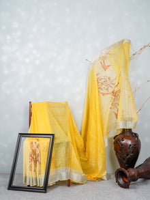  Bhagalpuri Jute Flower Design Printed Yellow Saree BJS42
