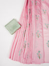 Bhagalpuri Jute Flower Embroidery Saree Pink BJS28