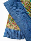 Semi Raw Silk Green and Blue Printed Saree with Embroidered Border SRS19