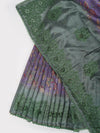 Semi Raw Silk Purple and Green Printed Saree with Embroidered Border SRS22