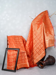  Semi Kora Cotton Orange Colour Saree SK68