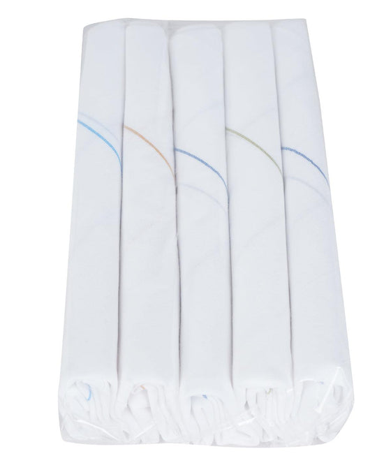 Cotton White Hand Kerchief (5 in 1 Pack)