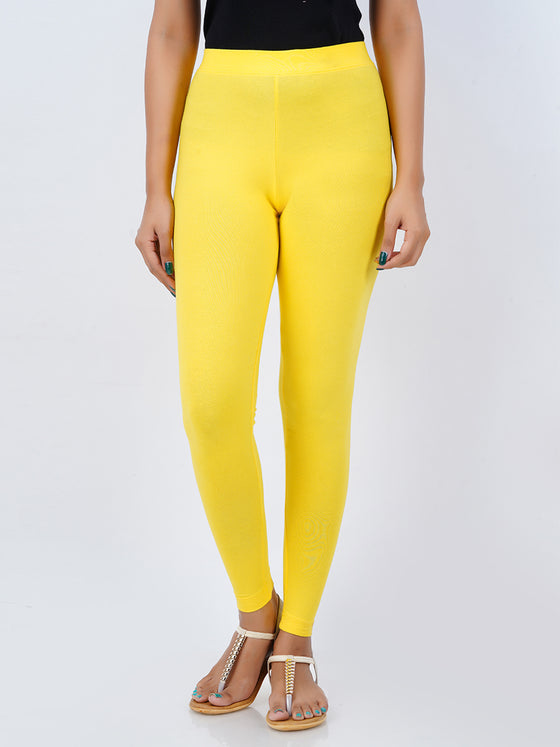 Ankle Fit Spandex Stretchable Leggings Bright Yellow